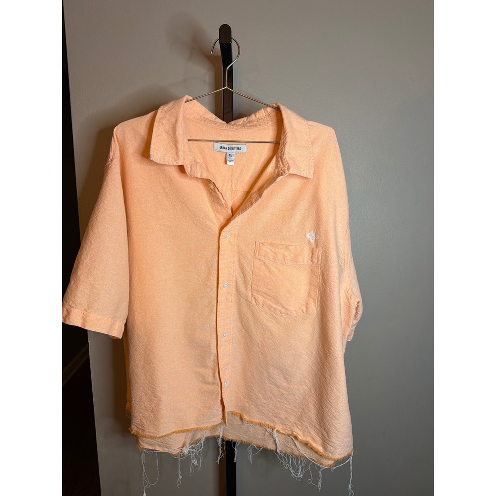 Urban Outfitters Peach Short-Sleeve Button-Down Shirt
